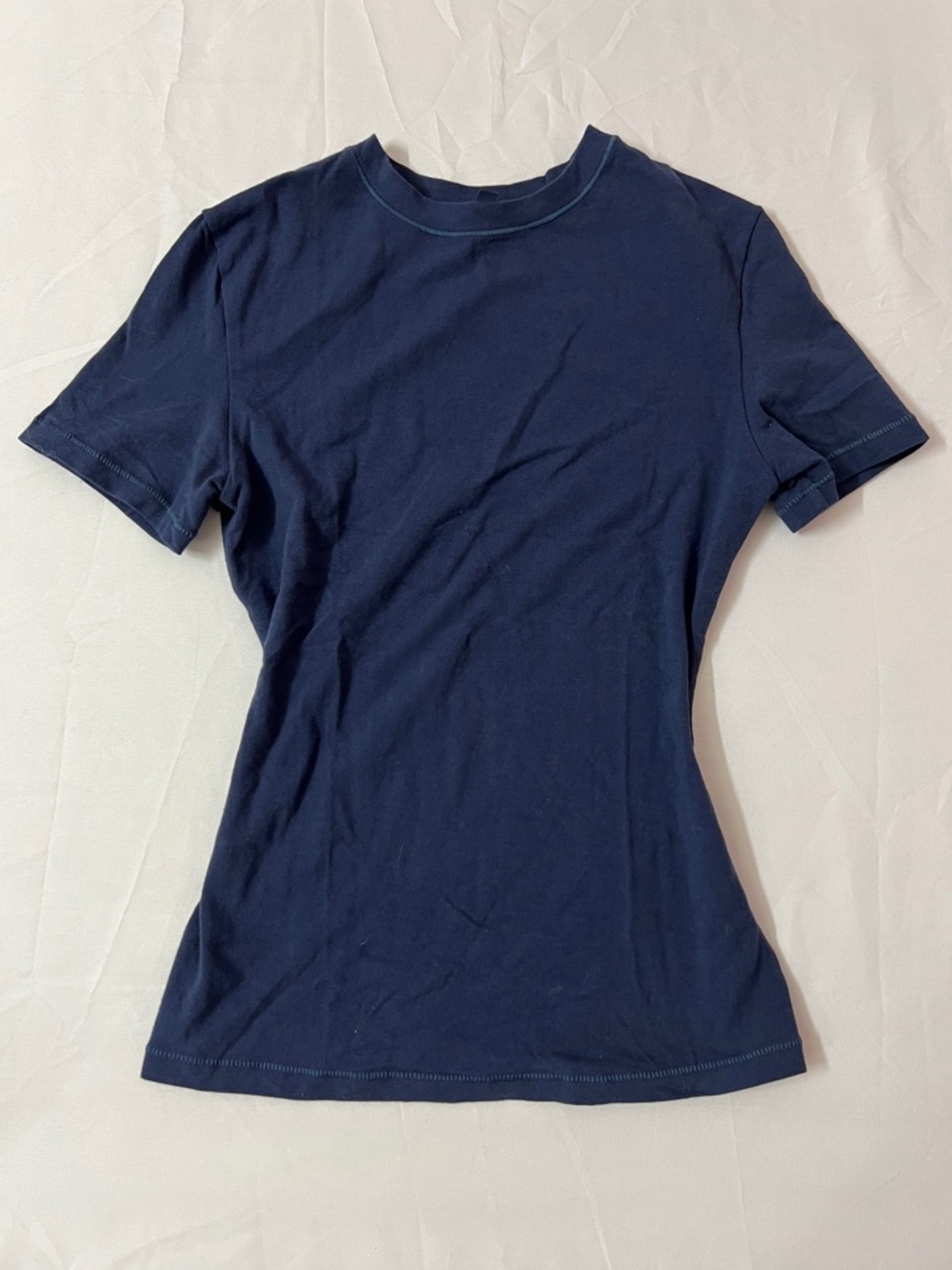 SKIMS Cotton Jersey Crew Neck Top T-shirt Blue Navy